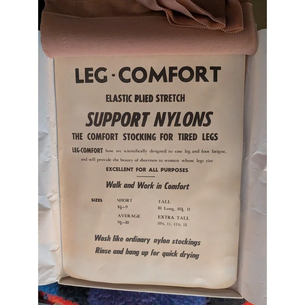 Vintage Nylons 1960s NIB NOS Leg Comfort Tall 10.5-11 Nu Beige